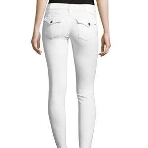 True Religion Women's CASEY Low Rise Super Skinny Jeans Optic White Flap Pockets